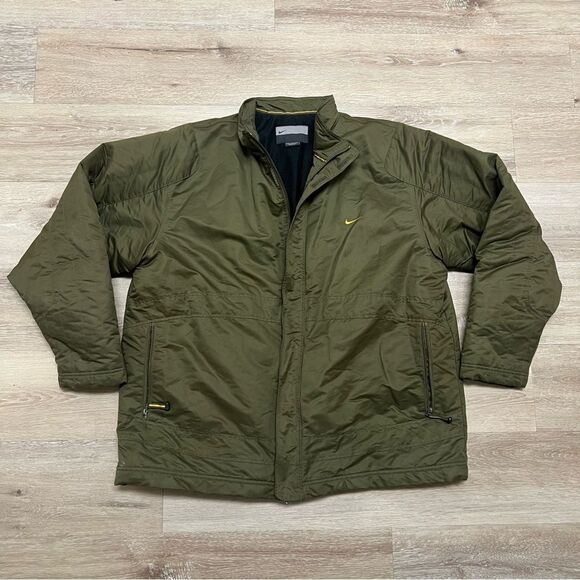 Vintage Nike Global Athletic Jacket Men Size XXL Green Zip Insulate Lined Winter - Picture 1 of 10